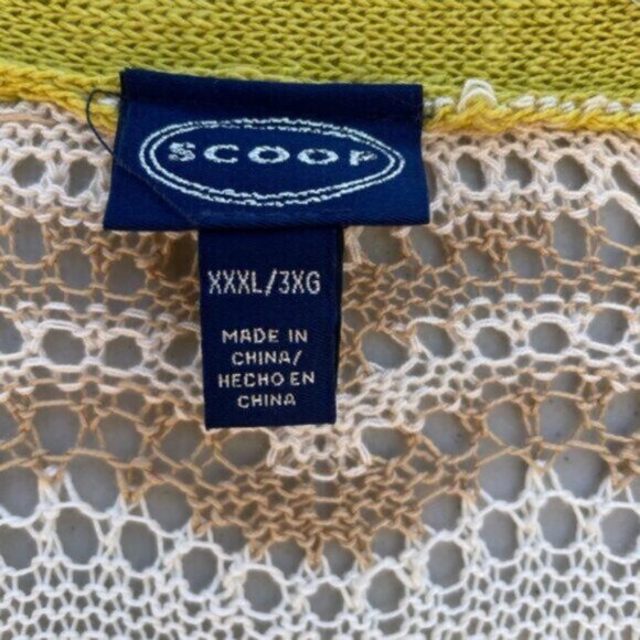 Scoop Women's Multi Color Long Open Front Pointelle Knit Cardigan Sweater Sz XXL - Picture 5 of 10